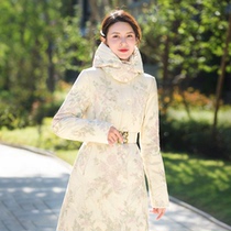Beauty Princess Down Clothes 2021 New Mid-Length Autumn Winter Coat White Duck Suede Thickened Embroidered With Cap Woman