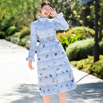 Beauty Princess Down Clothes 2021 New Mid-Length Autumn Winter Coat White Duck Suede Thickened Reworked Embroidery Woman