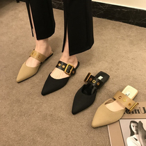 ITSK Baotou Half slipper female outwear Temperament Flat Bottom Shoes Tip 100 Lazy Man Mueller Shoes