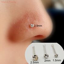 Nose nail 925 silver nose nail small drill with hole puncture ornament European and American personality with drill small ear nail small ear bone nail