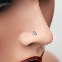 Nose nail S925 silver nose nail inlaid with floral type small ear nail silver ornament small perforated European and American personality punk nose decoration