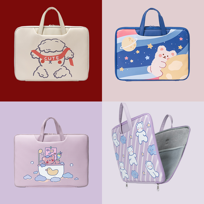 Small fresh computer bag female suitable for cute Huawei 14 inch good-looking ins student plus velvet messenger shockproof protection bag