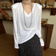 Tencel linen ເສື້ອຜ້າປ້ອງກັນແສງແດດບາງໆແບບເກົາຫຼີ ຄໍ V ແຂນຍາວ T