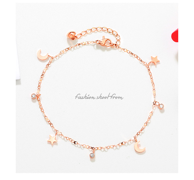 Mo Shang thời trang mạ vàng hồng 18K vòng chân nữ khí chất cá tính tua sao trăng đơn kim cương màu vàng trang sức lắc chân chuông