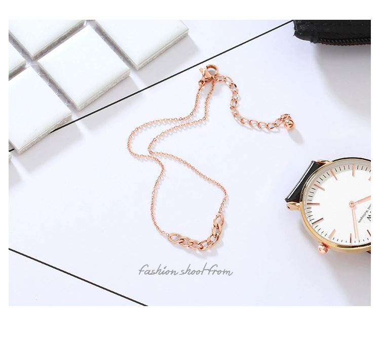 Mo Shang xu hướng mới mạ vàng hồng 18k dây chuyền vòng chân nữ bằng thép titan đơn giản chuỗi chân quà tặng bạn gái lắc chân vàng pnj