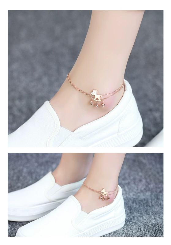 Mo Shang Hàn Quốc thời trang mạ vàng hồng vòng chân vàng 18k chuông tua rua màu vàng vòng chân vàng quà tặng lắc chân bạc pnj