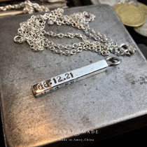 UNEND silversmith Ahao new handmade rectangular bar fashion couple lettering latitude and longitude city coordinate pendant