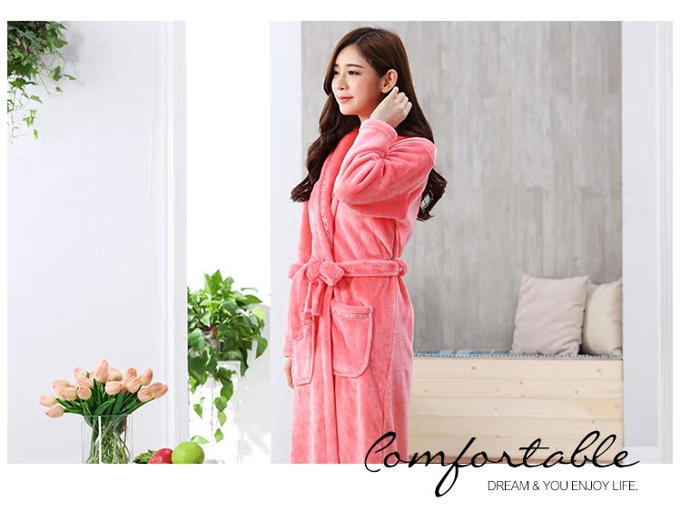 Mùa thu và mùa đông gợi cảm dễ thương áo choàng tắm lông cừu san hô Flannel dày áo dài tay áo ngủ nữ ấm áp dịch vụ nhà đồ ngủ nữ quần áo ngắn