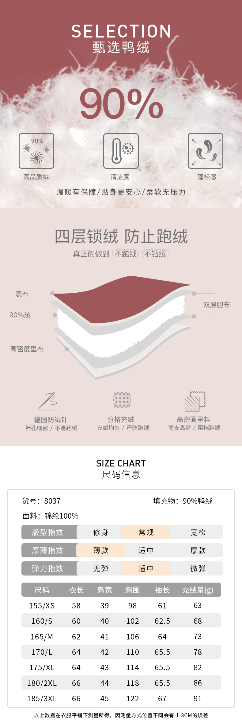 千仞岗 经典格纹中老年羽绒服 妈妈装 图1