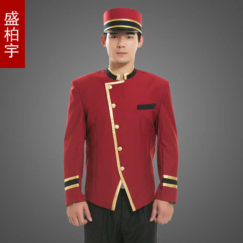 Hotel Front Desk Reception Autumn and Winter Clothing Doorman Uniform Set Luggage Attendant Work Clothes for Men