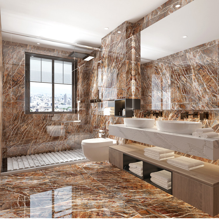 товар из китая 现代简约咖啡色奢石客厅大理石瓷砖卫生间厨房墙砖地砖600 1200