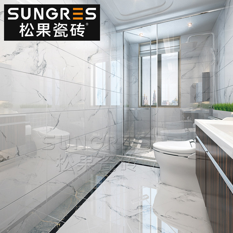 Whole body marble pattern tile jazz white modern minimalist bathroom kitchen wall tile floor tile 300 600