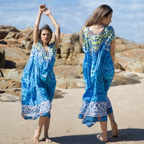 New sunscreen shirt holiday loose size cotton cotton hot spring bikini swimsuit coat gown beach dress women