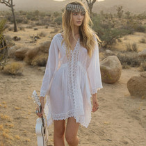 New seaside vacation sunscreen clothes cotton beach hot spring swimsuit bikini blouse coat women can go into the water