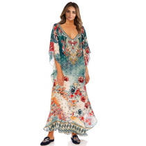 Loose large size medium length sunscreen dress women Beach coat swimsuit blouse bikini outside robe dress