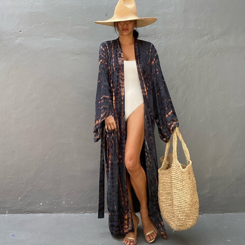 European and American New Style Vacation Loose-Fitting Plus-Size Sun Protection Cardigan Bikini Cover-Up Women's Swimwear Outerwear Beach Long Dress European and American New Style Vacation Loose-Fitting Plus-Size Sun Protection Cardigan Bikini Cover-Up Women's Swimwear Outerwear Beach Long Dress