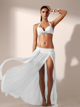 Holiday white black rose yellow green transparent seaside hot spring beach bikini womens skirt long skirt wrap skirt