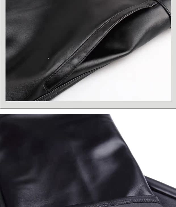 Cộng với phân bón XL quần da nam mới trung niên cộng với nhung dày cha ông đi xe máy quần da PU quần jean nam
