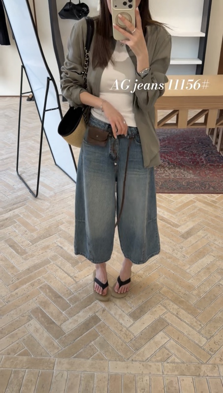 2026Ag11156 Early Spring Style Denim Slimming High-Waisted Jeans Loose Casual