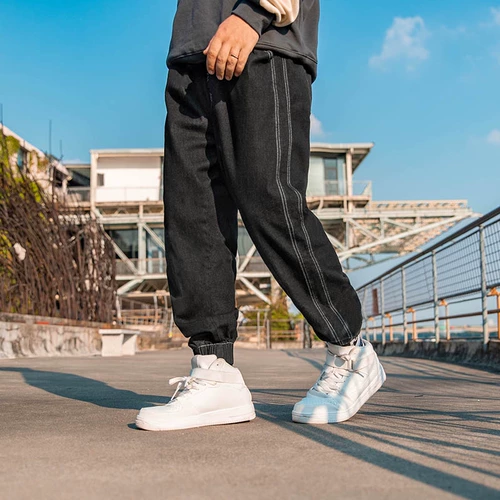 Осенние черные джинсы, штаны, большой размер