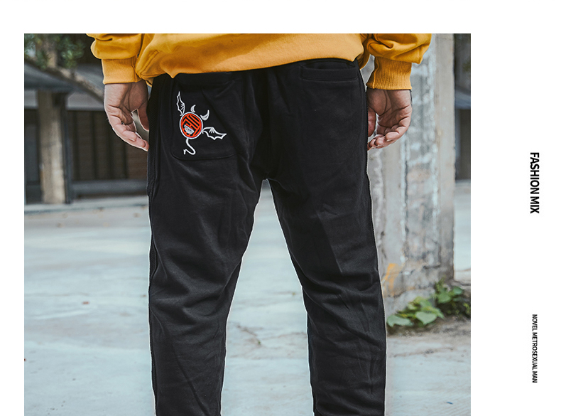 Dệt may thương hiệu Tide size lớn màu đen cotton đen giản dị cho nam quần dài nam
