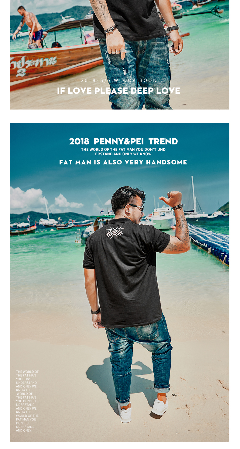 Dệt may hipster thương hiệu kích thước lớn áo polo nam in nam ngắn mỡ cộng với phân bón để tăng áo polo áo poloman