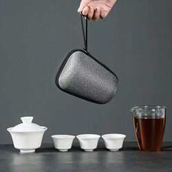 Glass travel tea set set small bubble tea cup car portable bag outdoor one pot two cup filter quick teapot