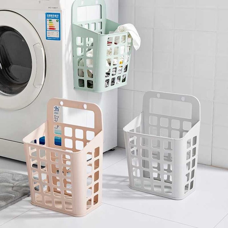 Folding dirty clothes basket hanging wall laundry basket storage basket plastic basket large sticky wall home dormitory balcony sticky small
