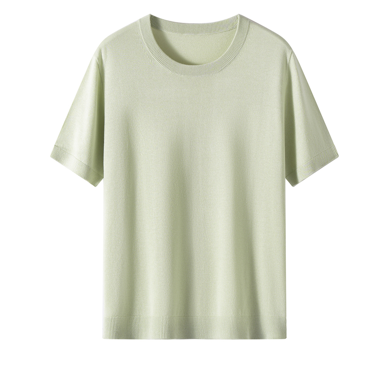 85% Mulberry Silk 15% Cashmere Minimalist Style Round Neck Short-Sleeved T-Shirt for Women Spring and Summer Thin Knitwear Versatile Top 85% Mulberry Silk 15% Cashmere Minimalist Style Round Neck Short-Sleeved T-Shirt for Women Spring and Summer Thin Knitwear Versatile Top