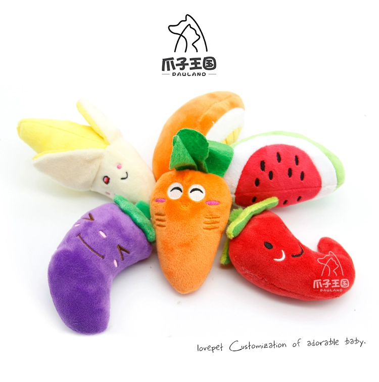 Phim hoạt hình dễ thương trái cây và rau chó Teddy hơn gấu trúc thú cưng thanh âm đồ chơi búp bê mol cung cấp - Mèo / Chó Đồ chơi