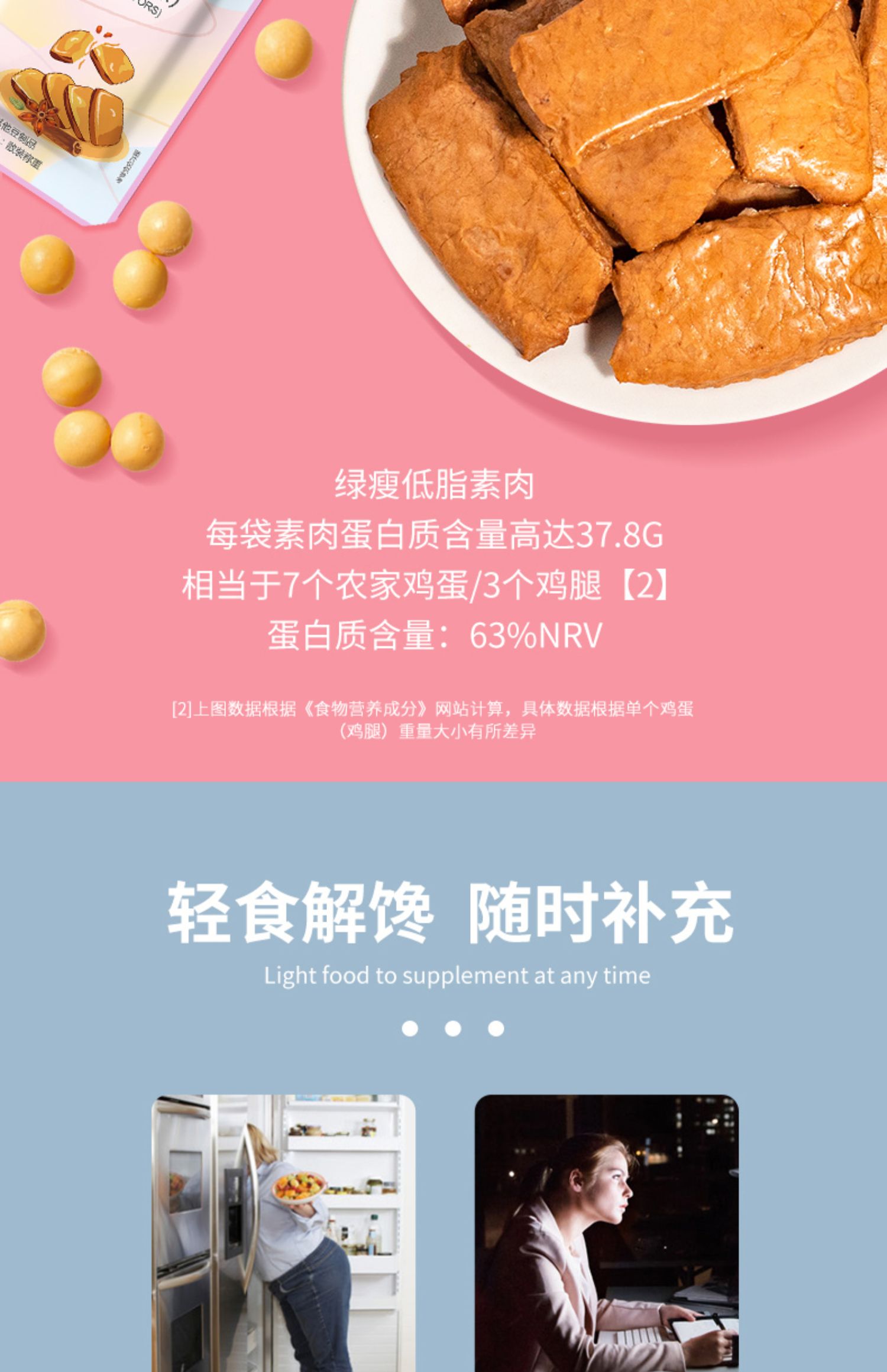 拍3件！绿瘦高蛋白低脂素肉健身搭档