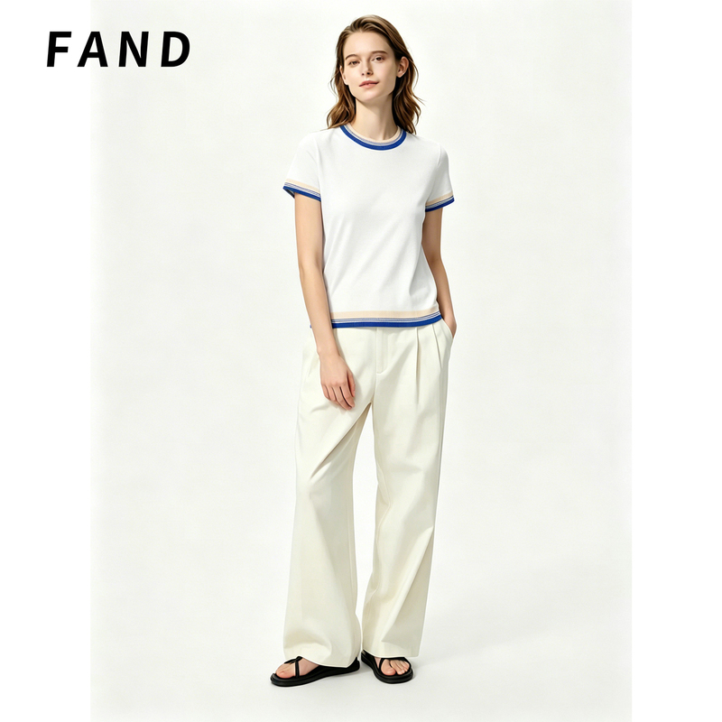 Fand Brand [T+B Tom] Large-Sized Summer Couple's Outfit, Mid-Length High-End Loose Round-Neck Knitwear