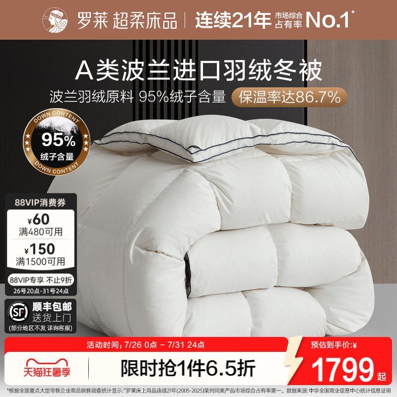 Luolai Home Textiles Poland Imported 95% down Quilt, Class a Mite-Resistant, Thickened for Warmth, Winter Quilt Core, High-End White Duck down Quilt Luolai Home Textiles Poland Imported 95% down Quilt, Class a Mite-Resistant, Thickened for Warmth, Winter Quilt Core, High-End White Duck down Quilt