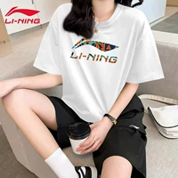 Li Ning, спортивный костюм, шорты, хлопковая быстросохнущая футболка, мужской комплект для тренировок, женский стиль, короткий рукав, для бега