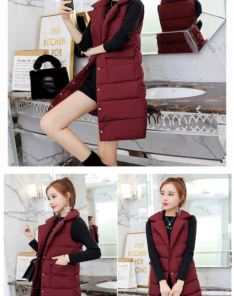 Áo vest cotton nữ dài phần phiên bản Hàn Quốc 2018 thu đông mới phù hợp với đồ vest mỏng bên ngoài áo vest cotton cỡ lớn cho học sinh áo khoác zara nữ