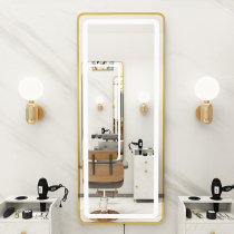 Net Red Barber shop mirror hair salon special mirror table with lamp single-sided hanging wall simple makeup mirror wall-mounted hairdressing mirror