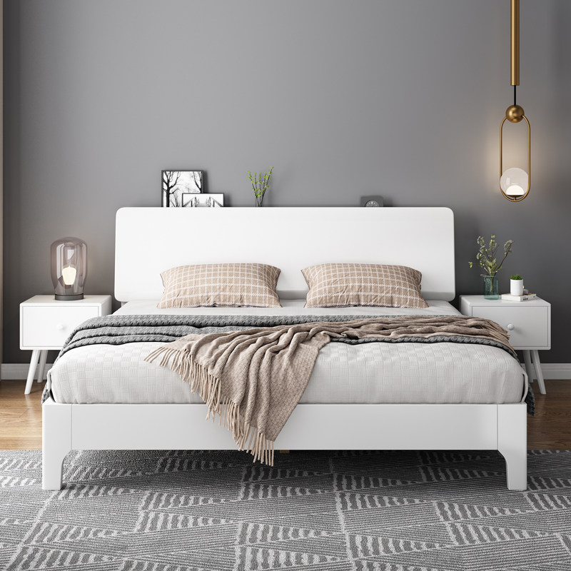 Solid wood bed Twin Beds Factory Direct bed 1 2 m modern simplicity about 1 8 m bed light extravagant 1 5 m bed Nordic bed-Taobao