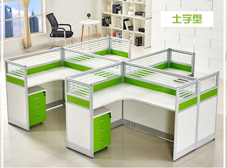 Bàn làm việc đơn giản nội thất văn phòng hiện đại 4 người 6 nhân viên vị trí bàn ghế kết hợp bán hàng vị trí thẻ nhỏ tủ hồ sơ gỗ