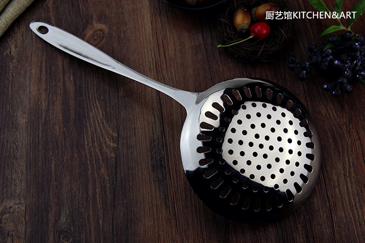 304 thép không gỉ lớn colander thêm bánh bao lớn muỗng muỗng một thân lớn tay cầm dài câu cá dụng cụ nhà bếp chảo đổ bánh xèo