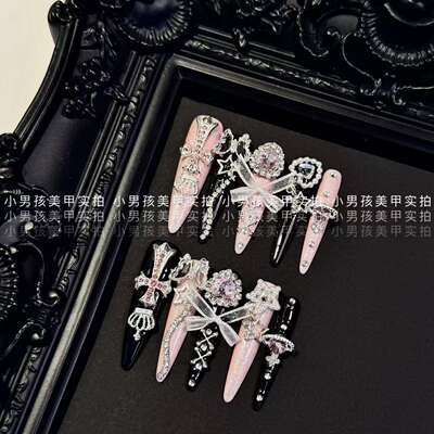 y2k Subculture Hot Girl, Bud Style Girl, Little Boy Nail Art, Pure handcrafted wearable nail, detachable patches
