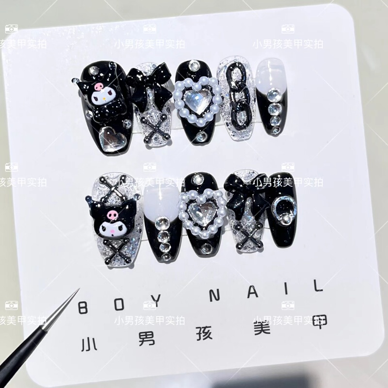 Little Boy's Nail Art Handmade Nail Stickers Finished Product Dark Lolita Sweet Cool Spicy Girl Kuromi