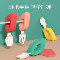 Childrens cohorts spoon fork Baby spoon Learn to train with short handle spoon for 6 months and baby spoon cutlery suit