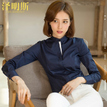 Long sleeve shirt female collar professional white shirt Korean version of slim work clothes professional wear new summer