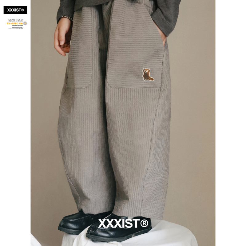 Xxxist·Soft Wood Pulp Cotton Corduroy Scimitar Pants for Boys and Girls, Unisex Loose Fit, Versatile Bread Pants Xxxist·Soft Wood Pulp Cotton Corduroy Scimitar Pants for Boys and Girls, Unisex Loose Fit, Versatile Bread Pants