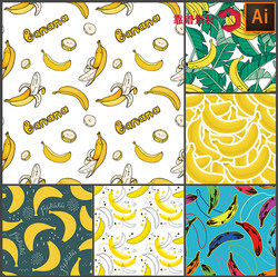 Fruit pattern wallpaper carpet clothing clothing home banana print pattern AI vector design material