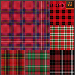 Fashion British clothing fabric carpet wallpaper red plaid geometric print pattern AI vector design material