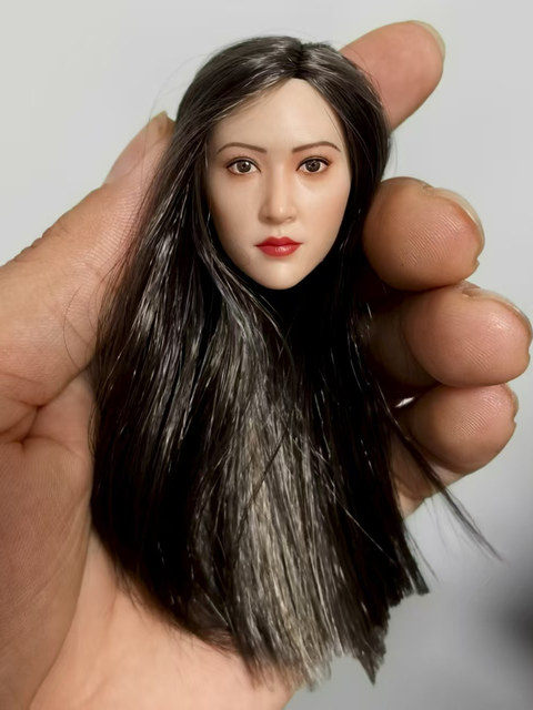 In Stock Hahtoys H002 1/6 Female Soldier Figure Asian Beauty Hair Transplant Head Sculpt Similar to Jing Tian C Style