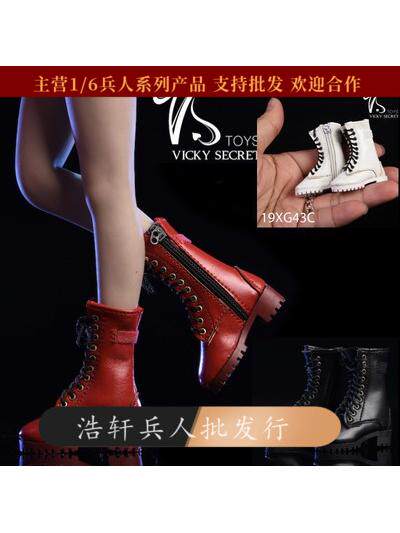 In Stock Vstoys 1/6 Zipper Boots 19Xg43 Shoes Suitable for Female Soldier Dolls Hollow Boots Leather Boots