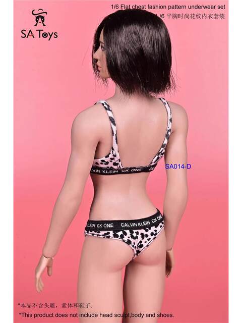 Satoys Sa014 Abcd 1/6 Sports Pattern Underwear Suitable for Female Soldier Figures, Rubber-Coated, Plain Body