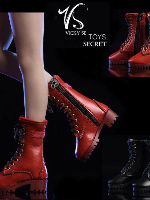 In Stock Vstoys 1/6 Zipper Boots 19Xg43 Shoes Suitable for Female Soldier Dolls Hollow Boots Leather Boots